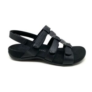 Vionic Amber Black Crocodile - Women's Adjustable Slide Sandal - Orthaheel WIDE